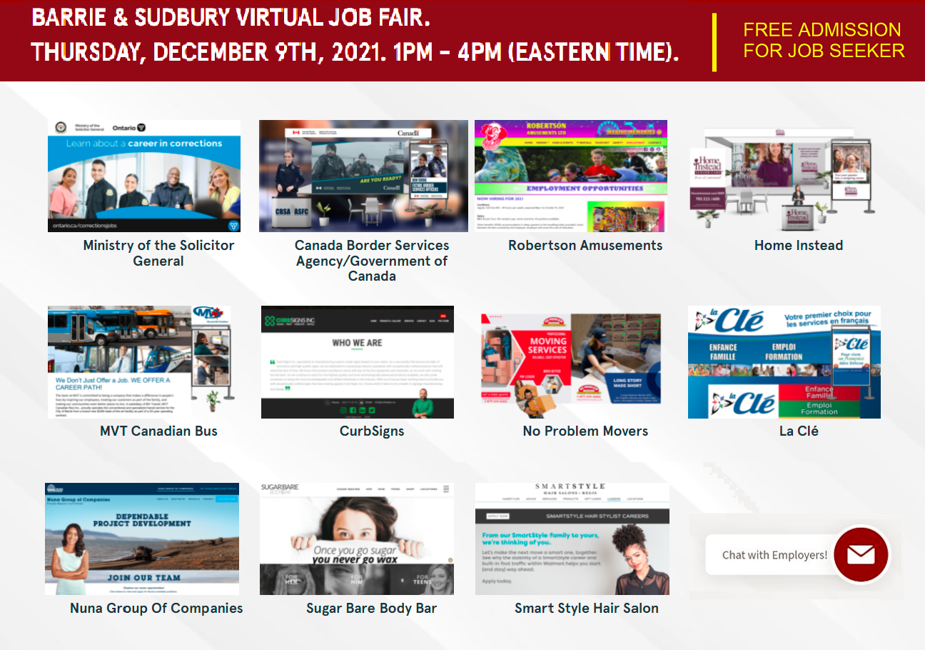 Barrie & Sudbury Virtual Job Fair: December 9th, 2021 Logo