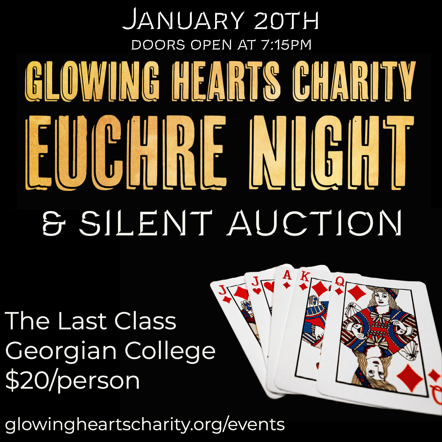 Glowing Hearts Charity Euchre Night & Silent Auction Logo